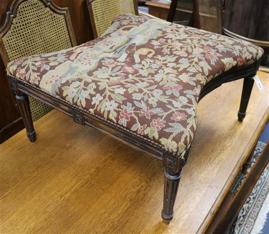 A Louis XVI period beech stool W.69cm